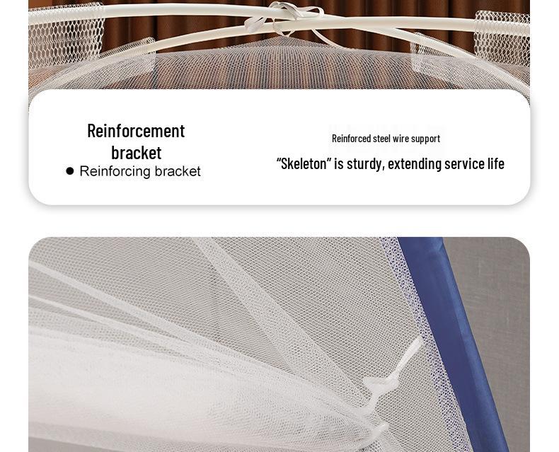 Foldable Mosquito Net Canopy for 1.5-1.8m Beds, Free Installation, Bedroom Yurt Tent