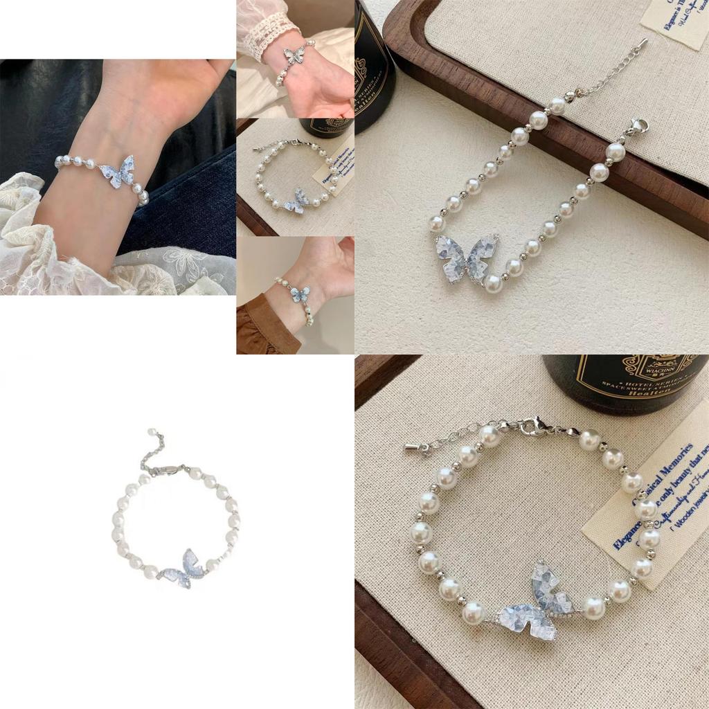 Elegant Pearl Butterfly Bead Bracelet High-end Chic Design Summer Fashion Jewelry