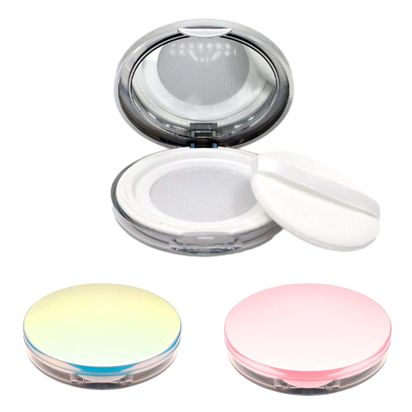 

S.fields.inc Face Powder Case with Puff, 3-Color Set, Portable Mesh Refill, 3g, Mini Size
