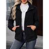 Fall Winter Women's Fleece Jacket, Loose Casual Lapel Zip Up Cardigan Coat With Pockets, European American Style Outerwear
