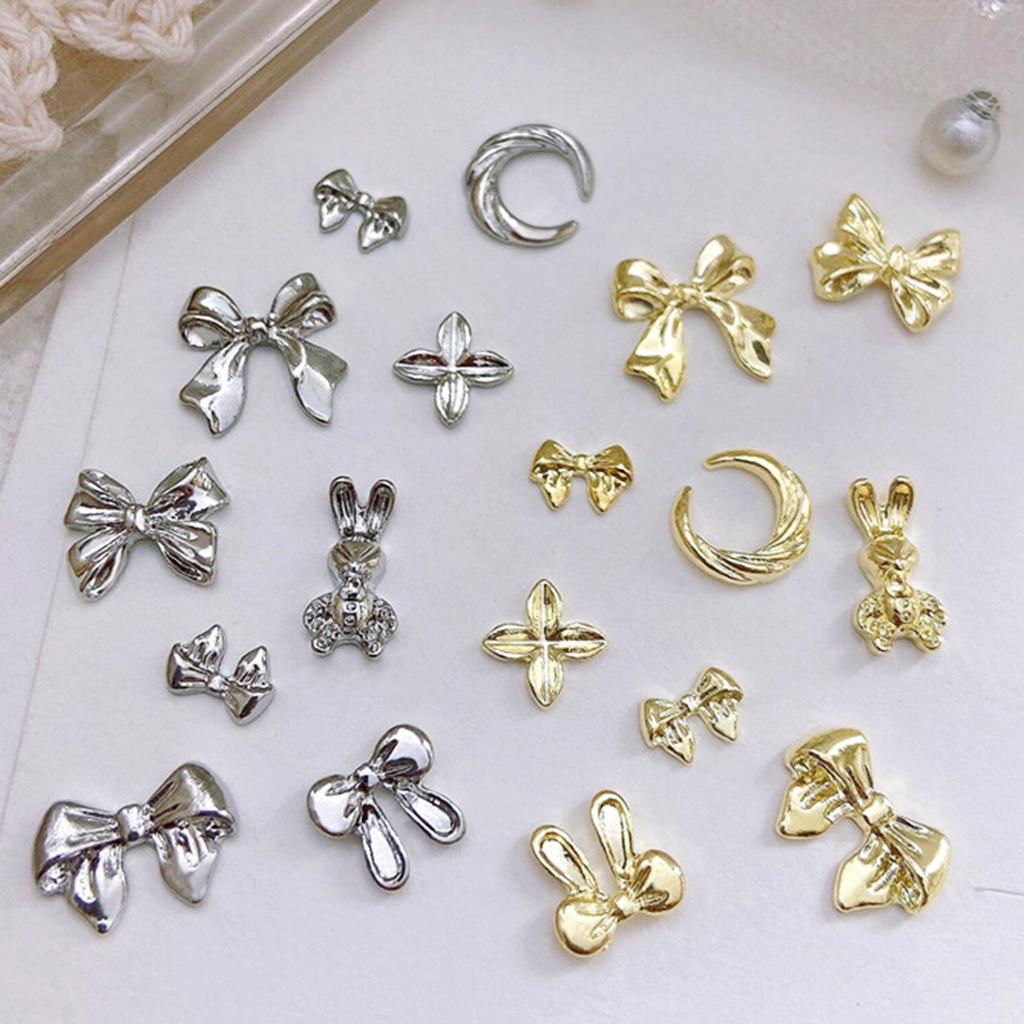 Metal Nail Art Studs 3D Metal Nail Art Jewelry Decorations Bows Rabbits Moon Multi-Shapes Nail Decoration Accessories