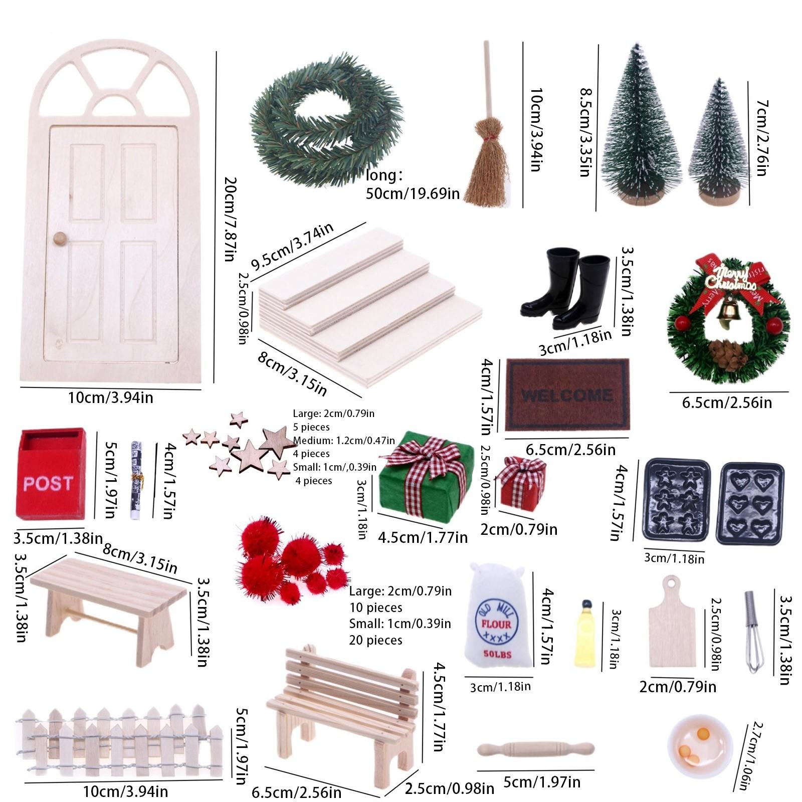 Кукольный домик Миниатюрная Рождественская Фея Деревянный Эльф Гном Купол Дверь Мини Гирлянда Имитация Лестница Кухня Выпечка 1 set