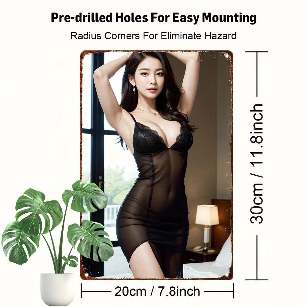 Anime Girl Metal Tin Sign Vintage Wall Decor Man Cave Gift