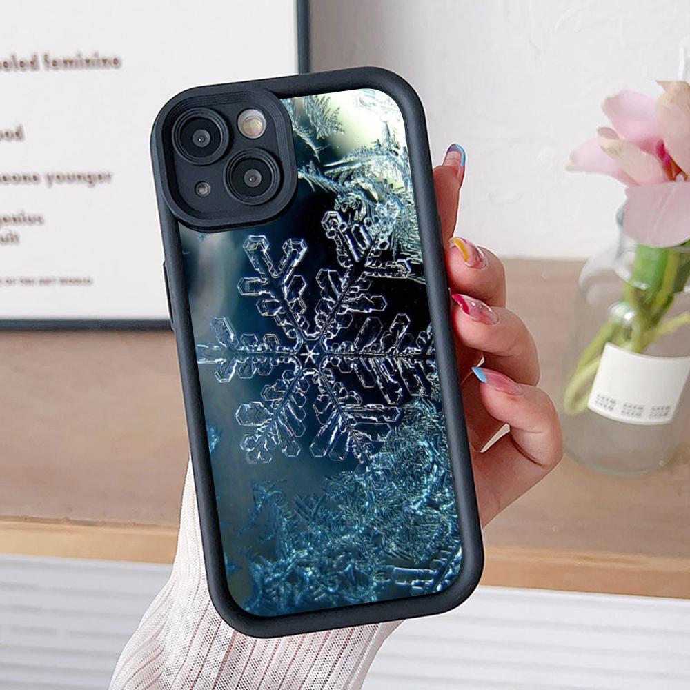 Winter Snowflake Mobile Cell Phone Case for iPhone 17 16 15 14 13 12 11 Air Pro Max Plus Thicken TPU Colorful Cover Luxury Cover