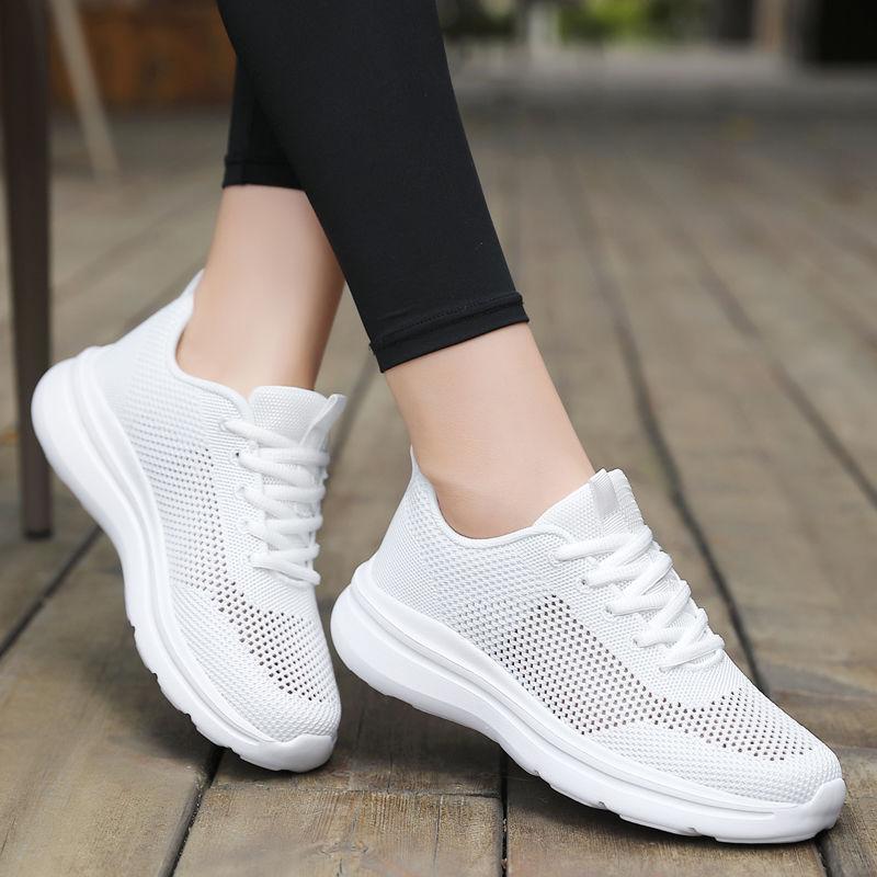 Summer hollow breathable mesh casual sports shoes women's soft sole light running net shoes all black shoes