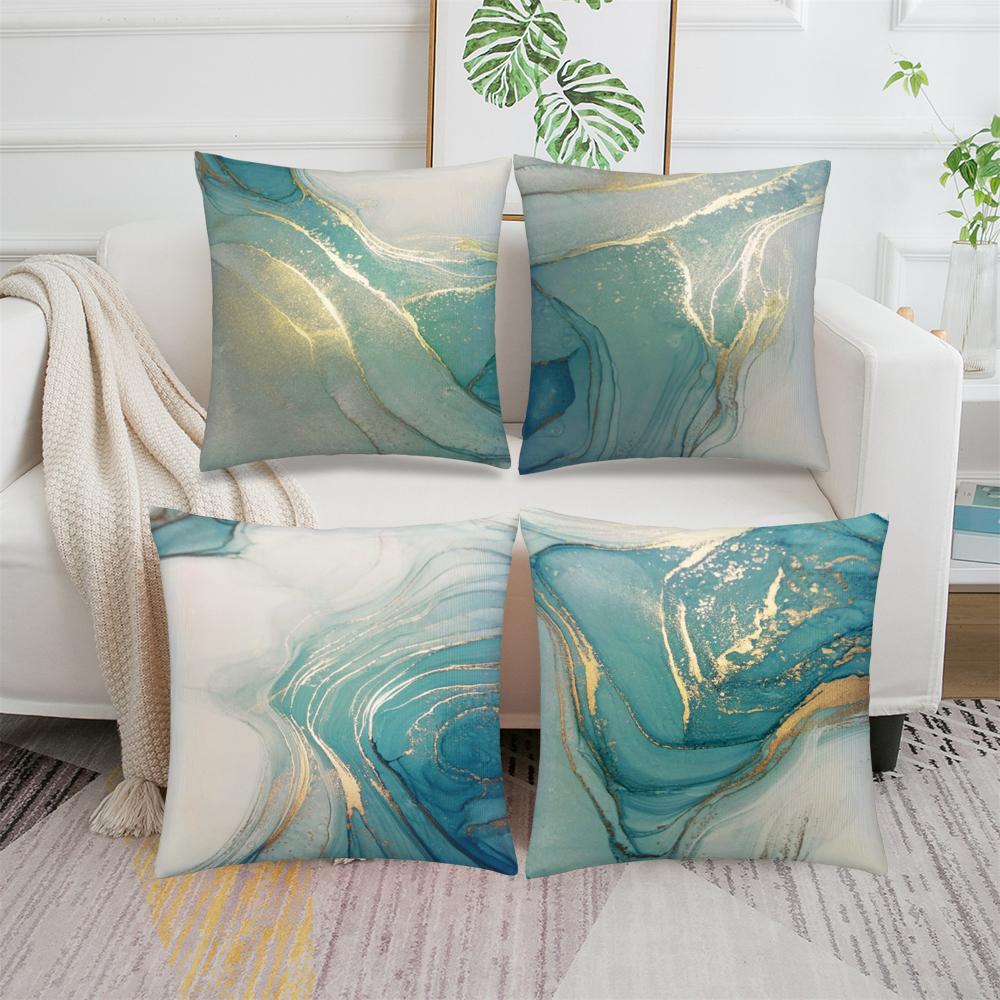 Abstract Marble Pattern Throw Pillow Case Cushion Cover Turquoise Aqua Pillowcas For Couch Sofa Bed Chair No Pillow Core Needed