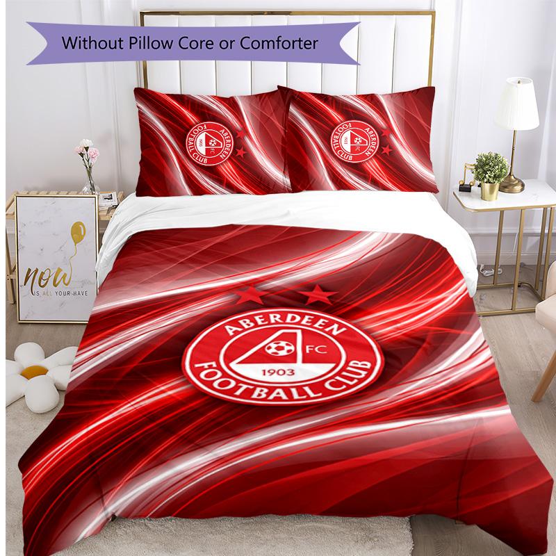 Set Biancheria da Letto Stampato Aberdeen FC 3 Pezzi Copripiumino Traspirante con Federe Biancheria da Letto Decorativa per Camera da Letto Casa