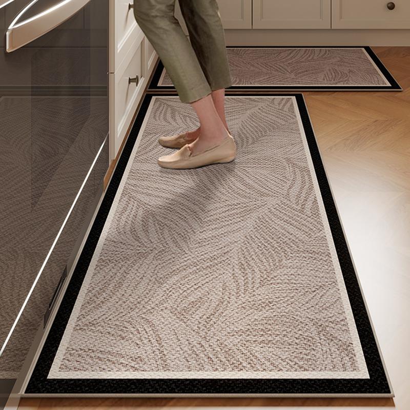 Mat For Kitchen Runner Rug Set Water-Absorbing Non-Slip Floor Mats Long Carpet Brown Imitation Linen Home Decoration Rugs