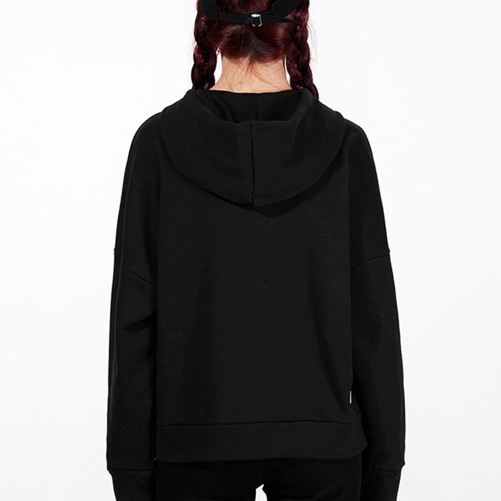 Adidas Logo Print Sports Hoodie Women Tops Black H57339