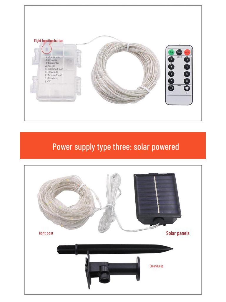 Waterproof LED Copper Wire String Lights with Remote Control - USB & Battery Operated for Christmas, Weddings, and Outdoor Camping Decorations