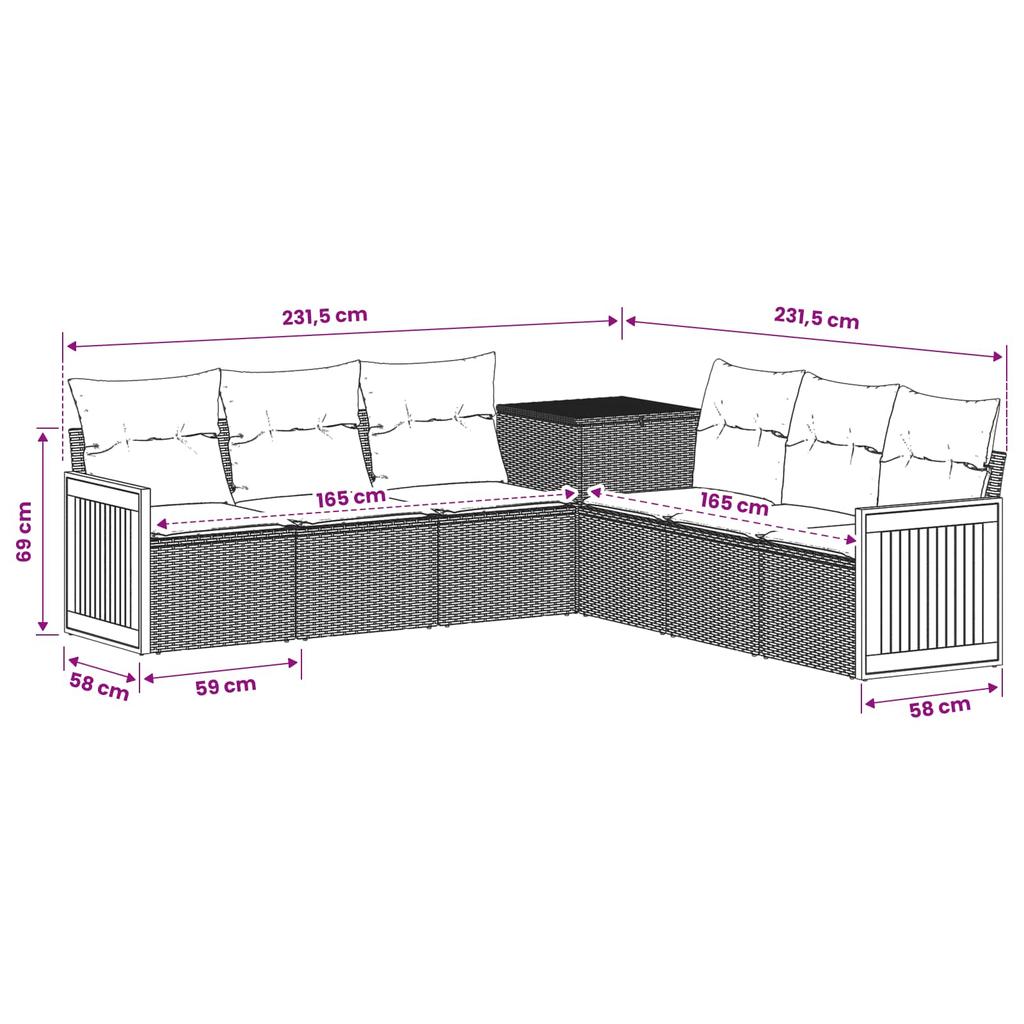 Sofa Set 7 Pcs Beige and Light Gray Poly Rattan and Steel
