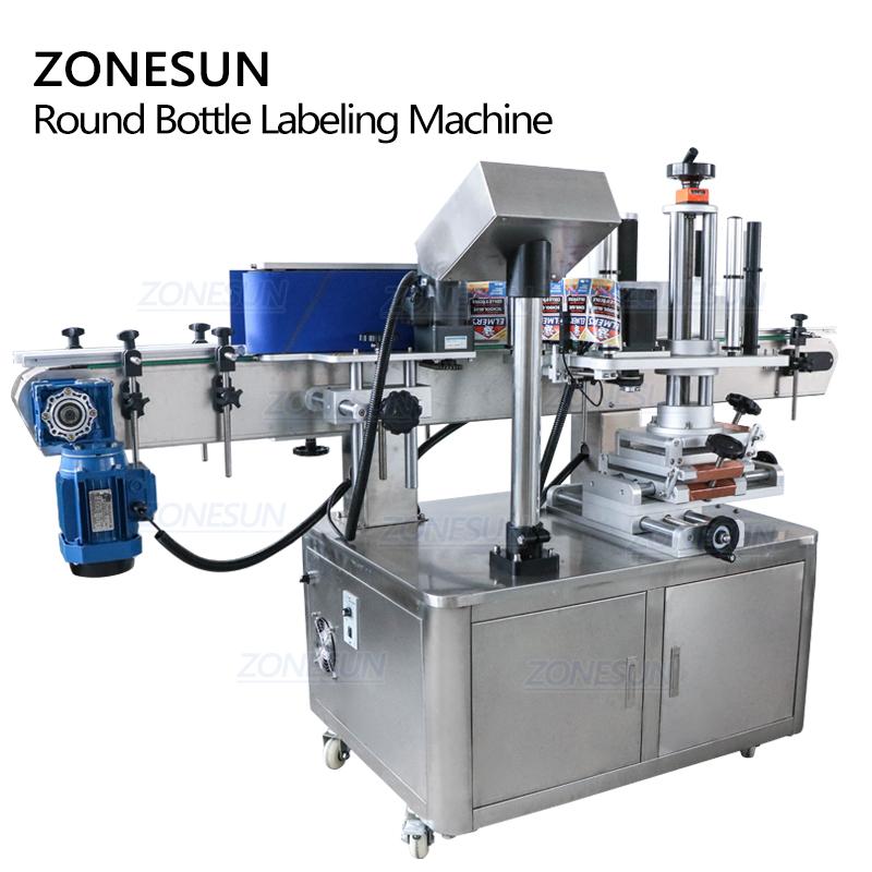 ZONESUN Automatic Round Bottle Labeling Machine Labeling Sticker Machine  Vial Glass Jar Tabletop Can Sticker ZS-TB200