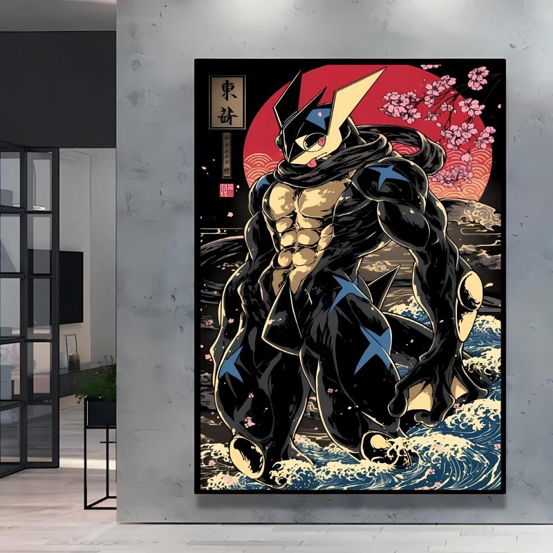 

High Quality Canvas Posters Prints Pokemon Greninja Cartoon Character Images Not Fading Modern Home Decoration Painting Classic 21X30CMNo Framed