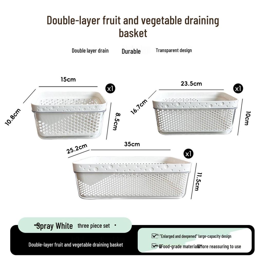 Double-Layer Draining & Storage Basket for Vegetables and Fruits