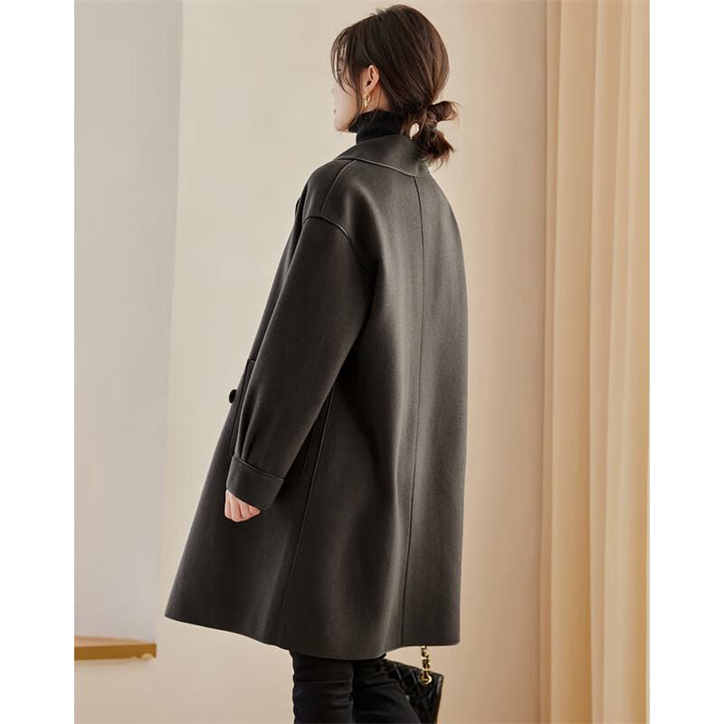 Women's Hepburn Style Mid-Length Wool Blend Double-Sided Coat