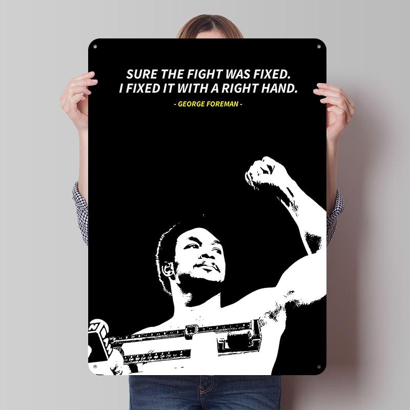 George Foreman Boxer Metal Posters Custom Vintage Metal Signs Wall Art Tin Plaque for Man Cave Bar Accessories Home Decoration