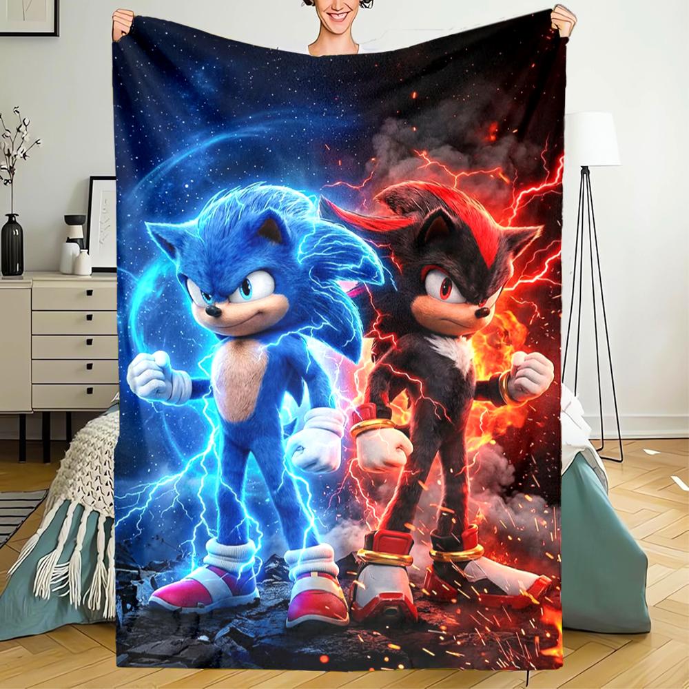 Sonic Theme Printed Blanket - Perfect for Couch, Bed, Travel & Outdoor Use | Machine Washable, Cozy & Durable.