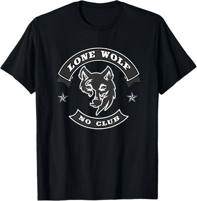 Lone Wolf, No Club Motorcycle Biker Club. Novelty Motorbike T-Shirt