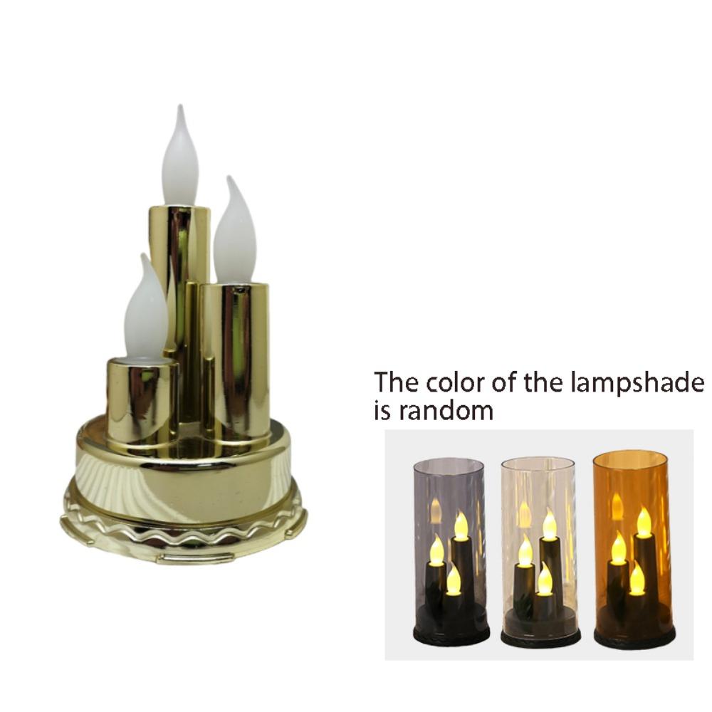 3 in 1 LED Flameless Candle Flickering Taper Electronic Candle Light Three-Wick With Lampshade Flameless Pillar Candle