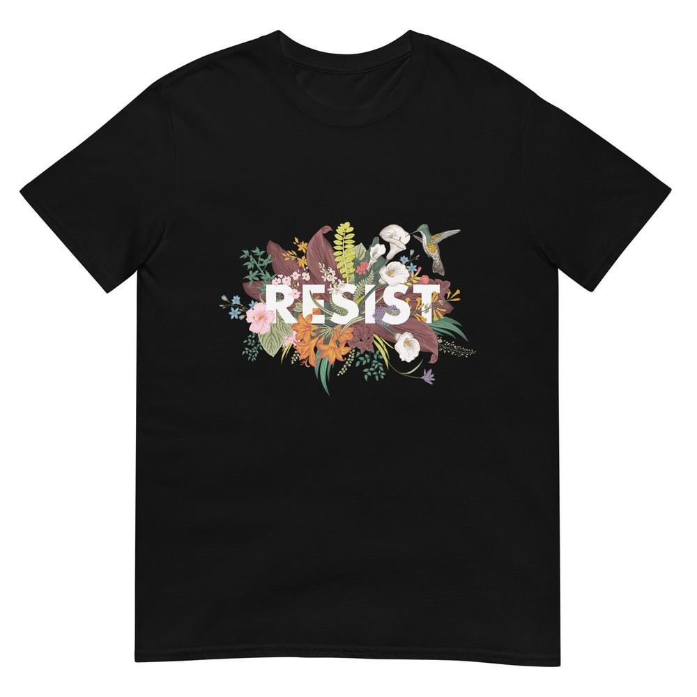 Resist Floral Anti Trump Political Protest TShirt