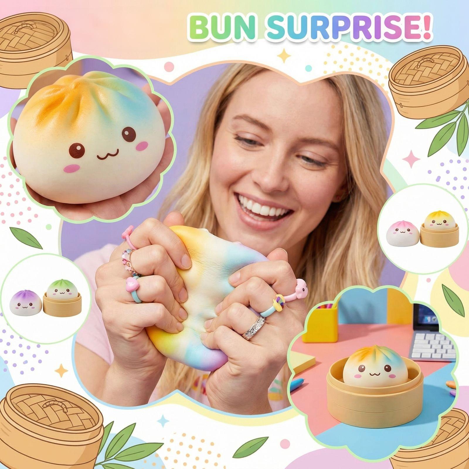 

Soft, Colorful, Cute Steamed Buns With Slow For Stress Relief. One Size