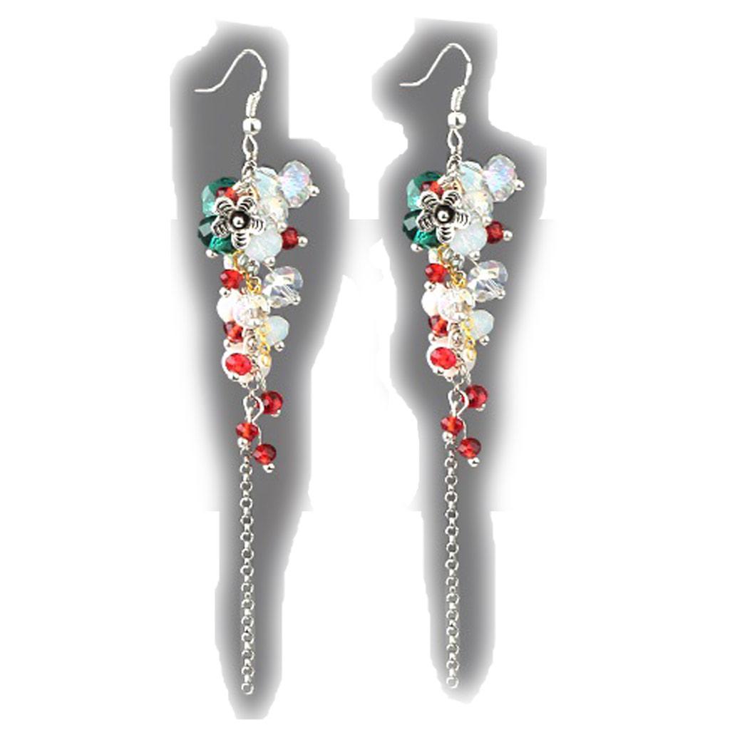 Les Trésors De Lily [K1073] - Designer-Ohrringe 'Mineralia' grün weiß rot