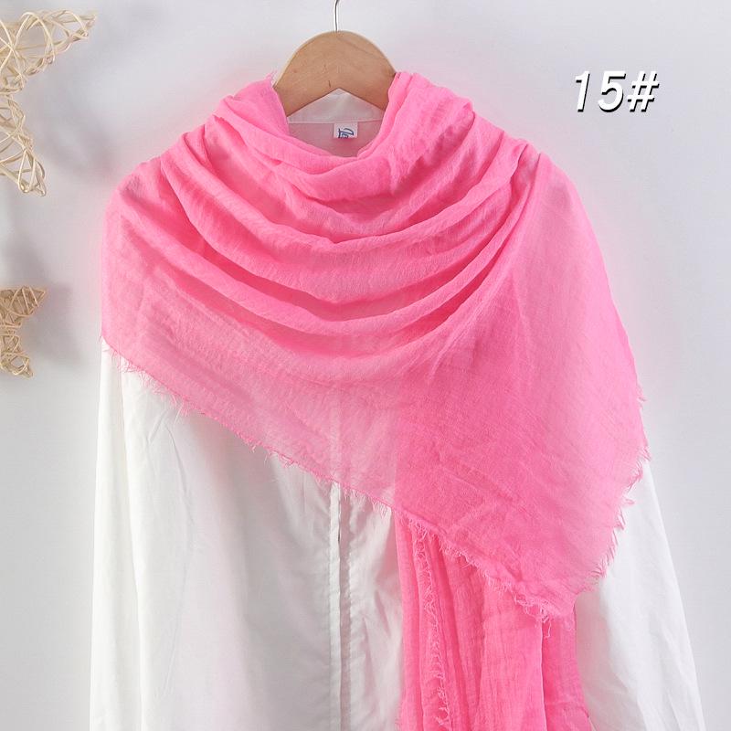 Women's Cotton Linen Silk Scarf - All-Season, Solid Color, Versatile Head and Sunshade Wrap