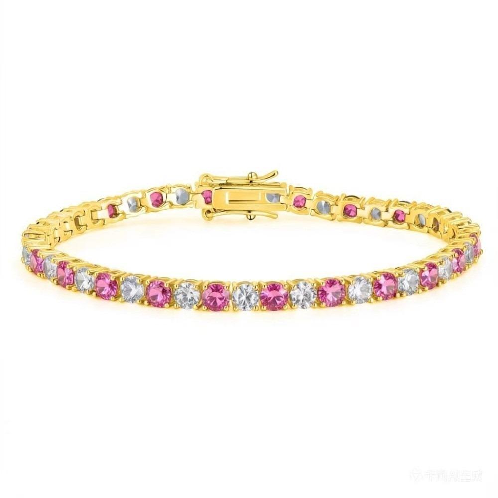 Green Charm Chain Bracelet 4mm Zirconia Cubic Zirconia Bracelet Tennis Bracelet  Gift