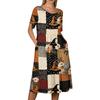 Women's Halloween Print Round Neck Pocket Dress Casual