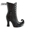 Decorative Mantel Ornament Gothic Witch Boot Vase, Halloween Table Centerpiece Black Spider Web Rose Container High Heel, Flower Holder for