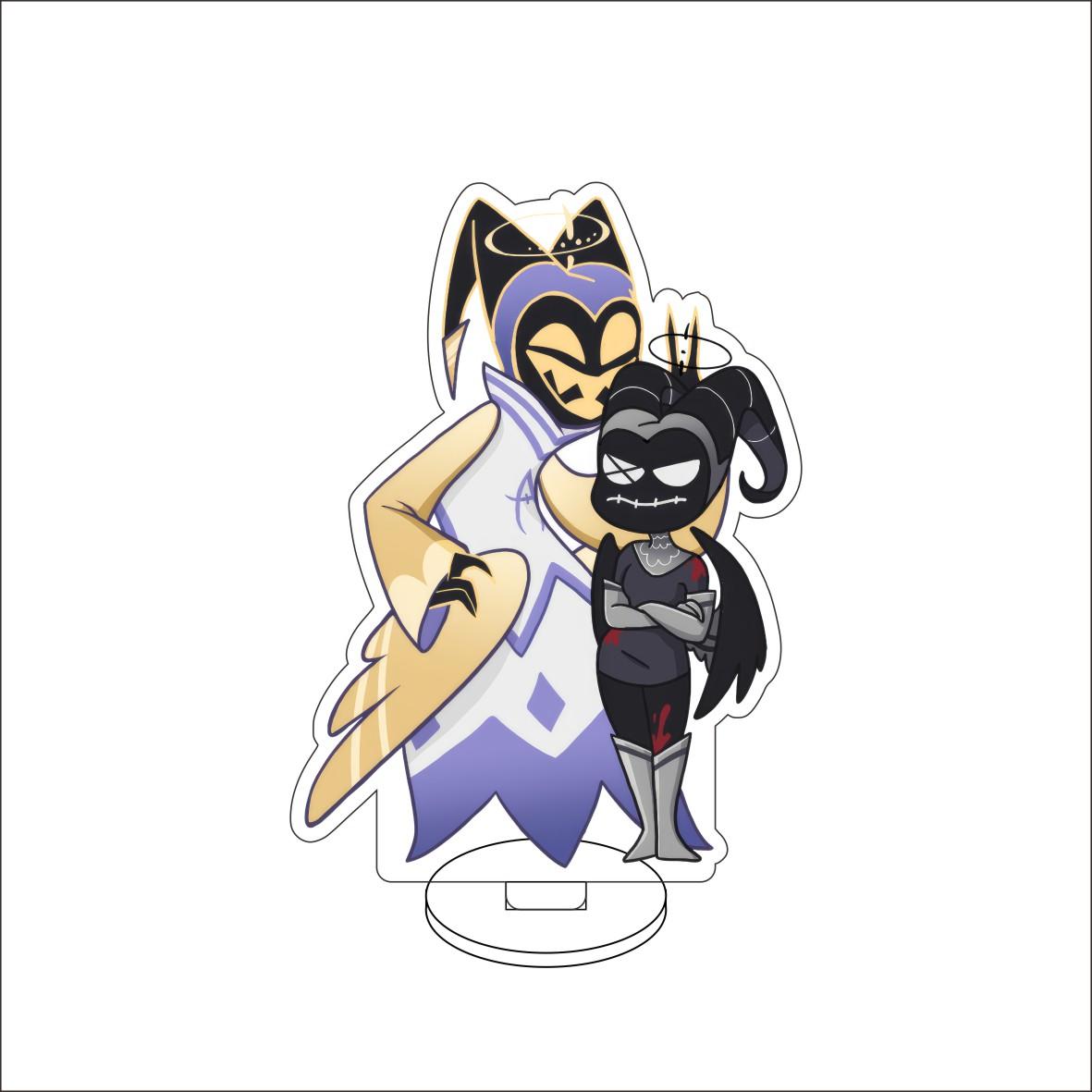 

10CM Anime Hazbin Hotel Figure Stand Model Charlie Morningstar/Vaggie/Angel Dust/Alastor Cute Desk Decor Standing Sign Gifts 10CM