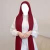Neues Chiffon-Kopftuch mit Falten und Kordelzug, Set mit einfarbigem Perlen-Chiffon-Kopftuch und gefaltetem Unterkappenset