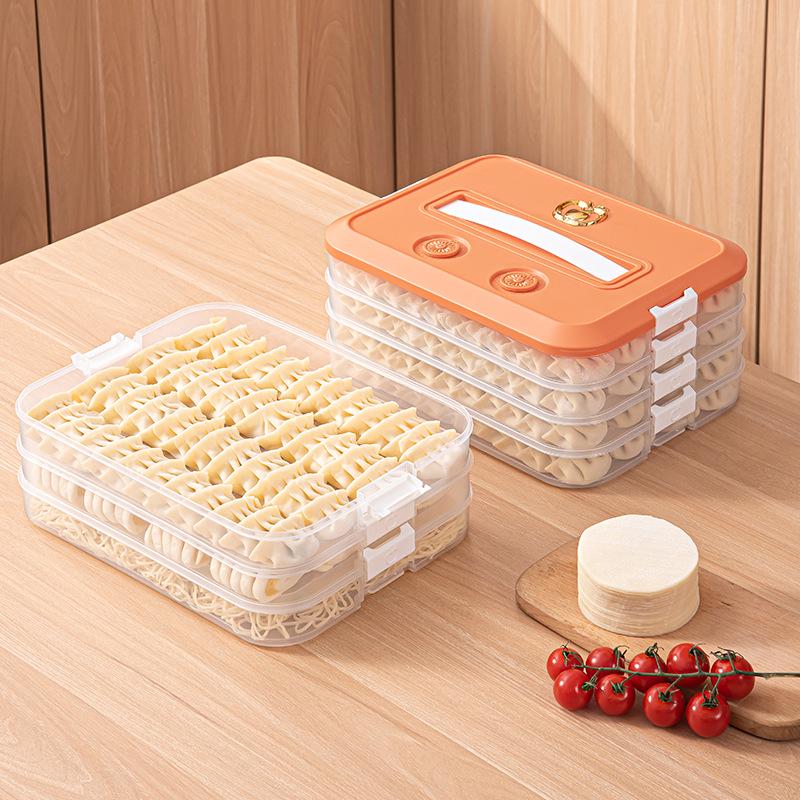 Large Capacity Multi-layer Handheld Transparent Plastic Food Storage Box for Dumplings