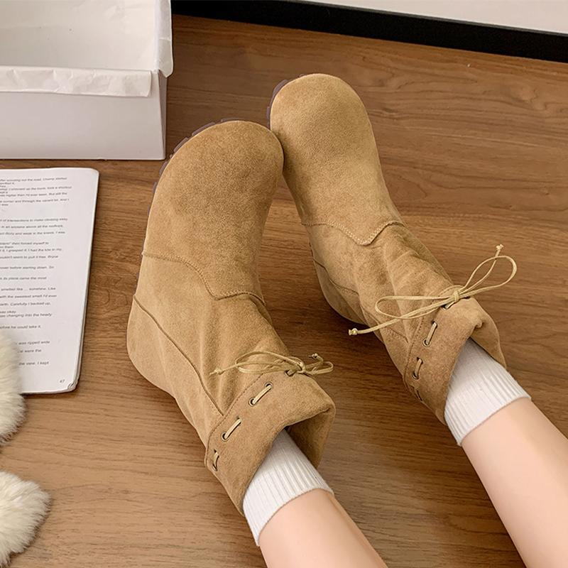 Fashion Flats Women's Ankle Boots Suede Fashion Dress Shoes for Woman Casual Snow Boots 2025 Winter Designer Chelsea Botas Para Mujer