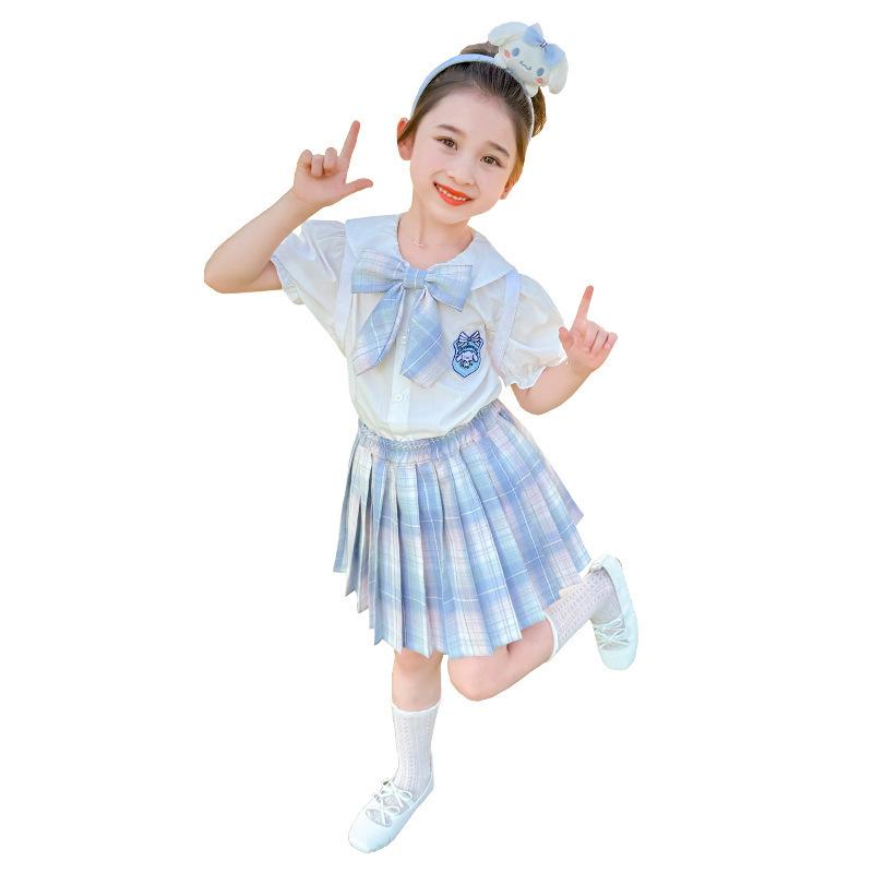 2025 Girls' Cinnamoroll Academy-Style Summer JK Shirt & Pleated Skirt Set
