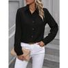 Women S Casual Long Sleeve Turn Down Collar Single Breasted Solid Shirt