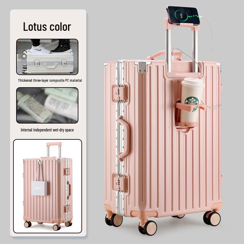 Durable Universal Wheel Leather Trolley Suitcase: Multipurpose Carry-On for Men and Women