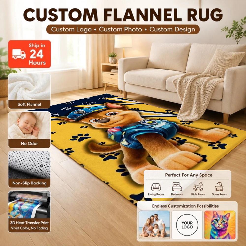 Paw Patrol Police Pup Rectangular Rug Soft Texture Nonslip Carpet For Bedroom Door Living Room Area Home Decor New Year Gift