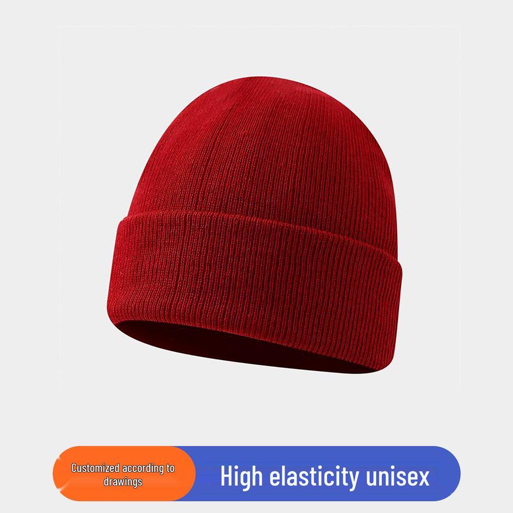 Personalized Logo Winter Beanie - Custom Embroidery Knit Hat, Warm Autumn Gift, Solid Color