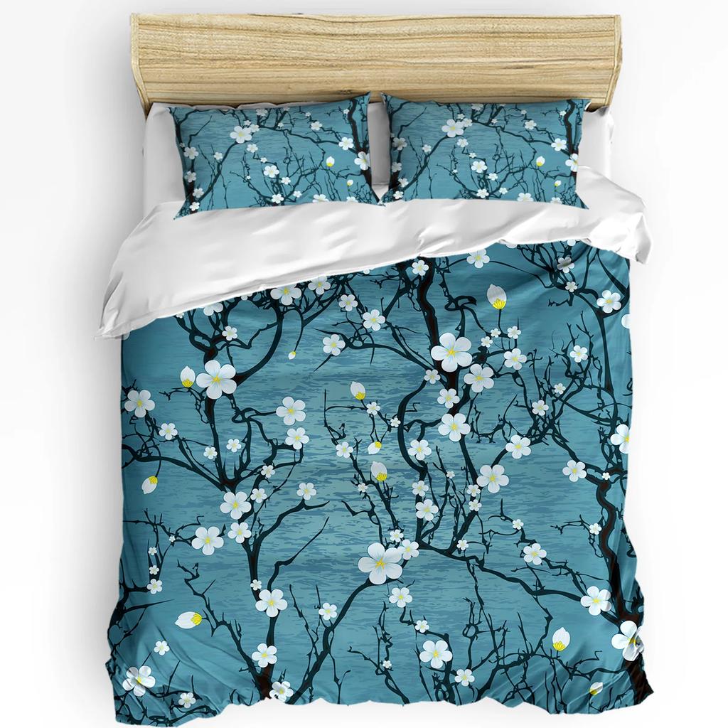 Japonská hora Fudži Květ Sakura Povlak na přikrývku 3ks Ložní sada Domácí textil Povlak na přikrývku Povlaky na polštáře Ložní sada Bez prostěradla