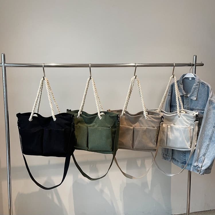 Vintage Corduroy Tote Bag Women's Shoulder Bag