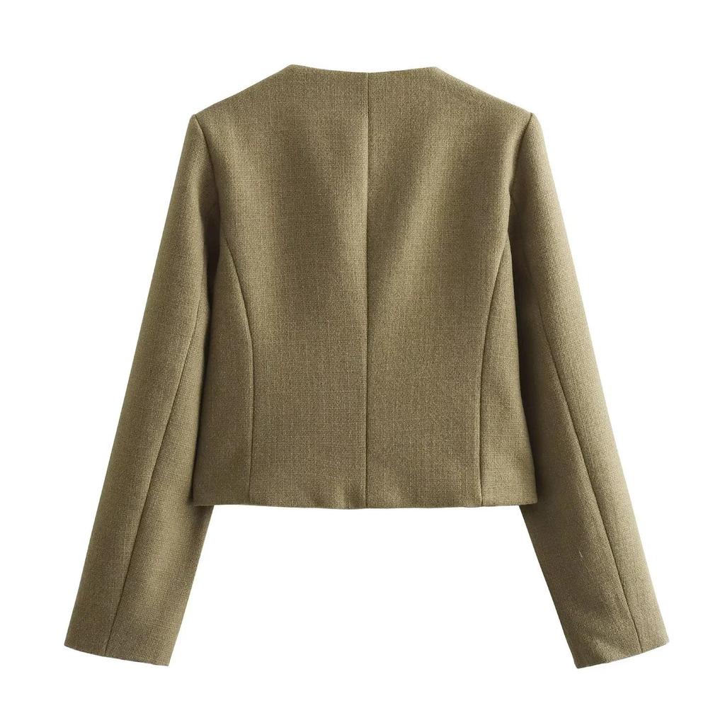 Europäische und Amerikanische Damen Trendige Klapphülle Kurze Anzugjacke