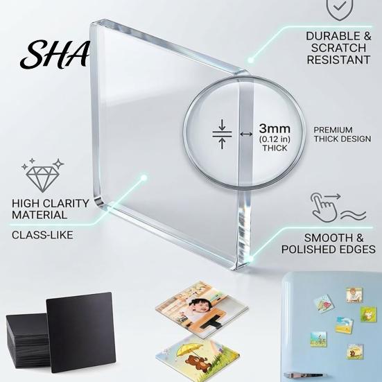 Magnetic Fridge Decoration 10 Sets DIY Acrylic Magnet Kit, Square Refrigerator Kitchen Decor Crafts, Clear Picture Photo Holder for Home Office Craft