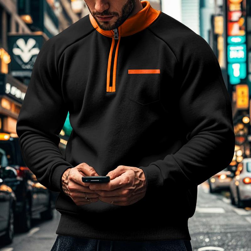 Pánské Fleece Stojáček Mikiny Mikiny Pulovr Kapsa Splice Dlouhý rukáv Poloviční zip Sportovní Slim Fit Ležérní Bez kšiltovek Mikiny Topy