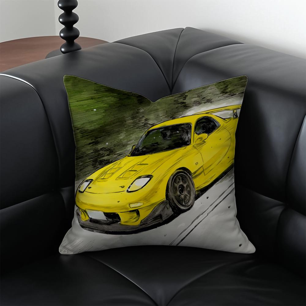 Anime Racing IInitial D Cushion Cover Pillow Case Antidustmite Invisible Zipper Silky Plush Cushion