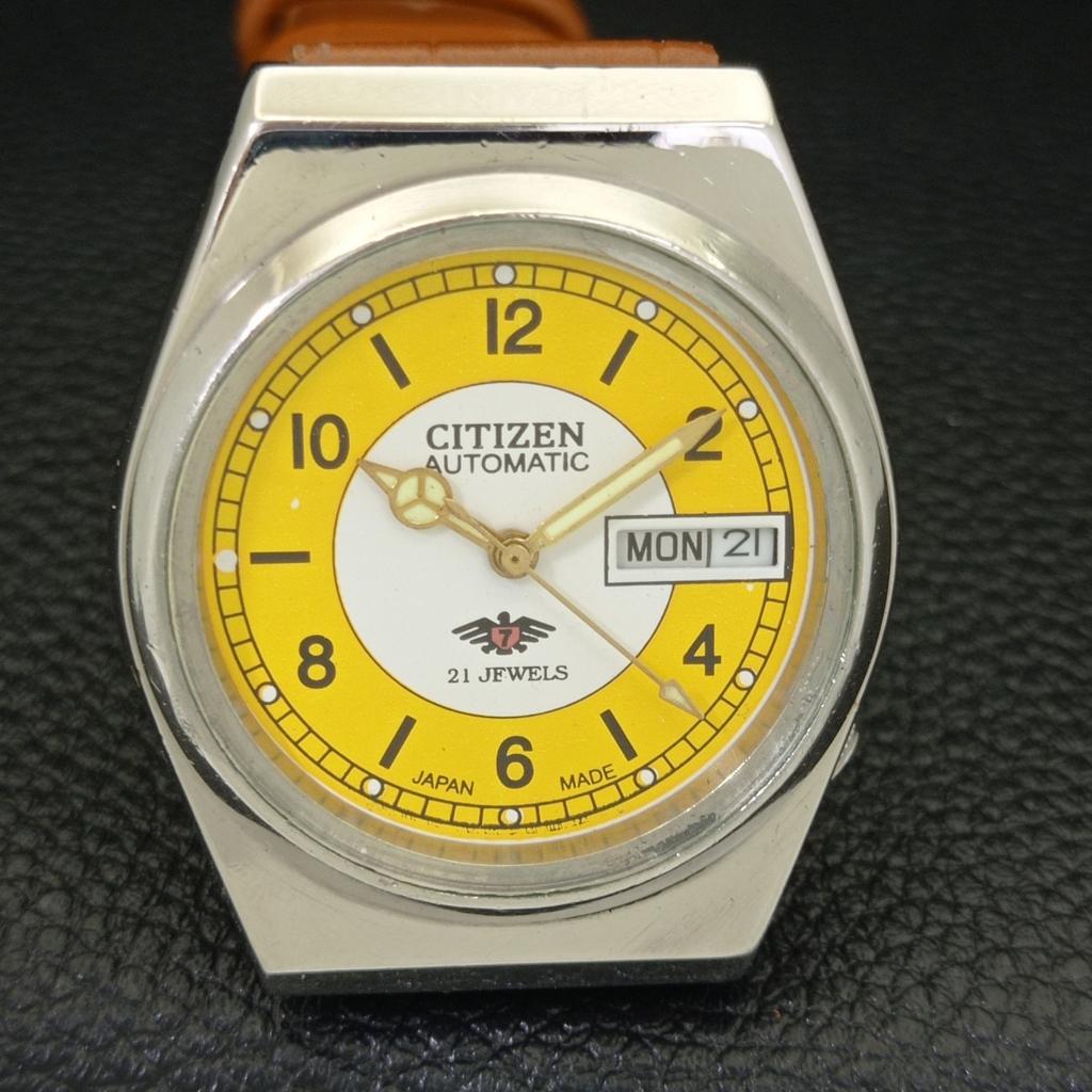 Citizen AUTOMATIC 8200 VINTAGE JAPAN MENS YELLOW COLOR DIAL WATCH A500298-2 R151b-a500298