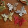 Glitter Butterfly Christmas Flower Simulated Sequins Christmas Tree Decoration Exquisite Flocking Artificial Butterfly Clip