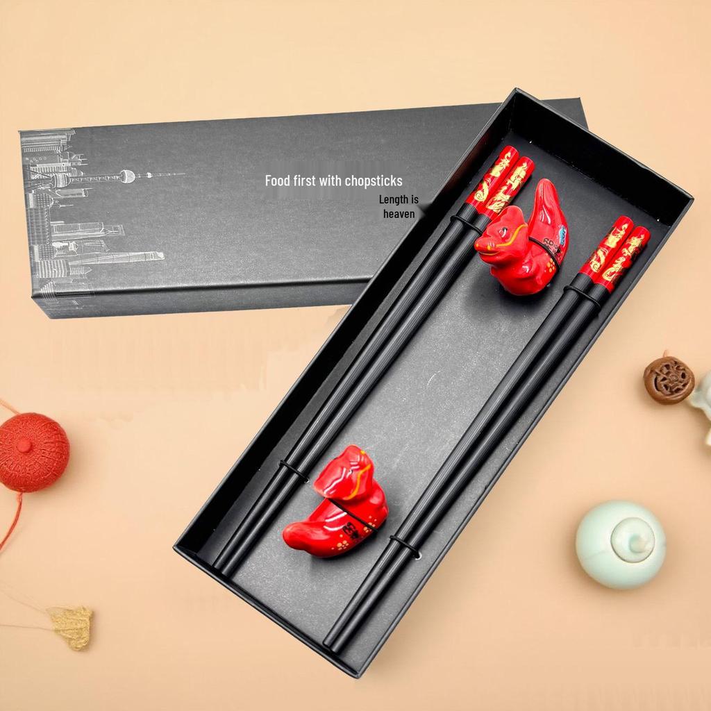 Chinese Style Wooden Chopsticks Gift Set - 2 Pairs for Travel Souvenir or Business Gift