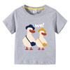 2026 Summer Kids T-Shirt Cute Two Ducks Print Short Sleeve Tee Boys Girls Casual Soft Cotton Tops Unisex Children Clothing