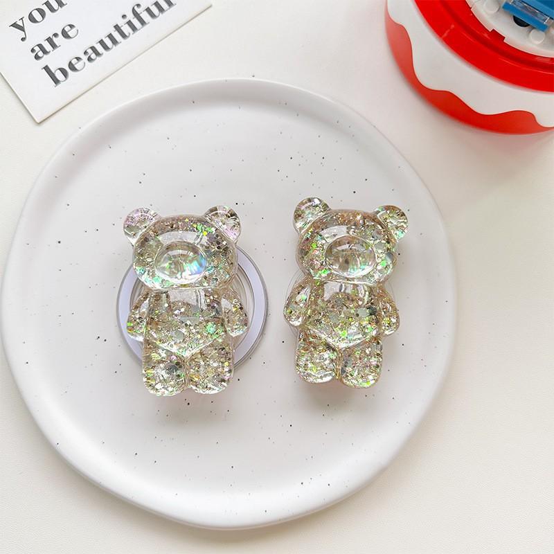 

Stereoscopic Glitter Teddy Bear Phone Airbag Holder Adhesive Magnetic Retractable Desktop Support Lazy Ring Wholesale Magnetic Bracket